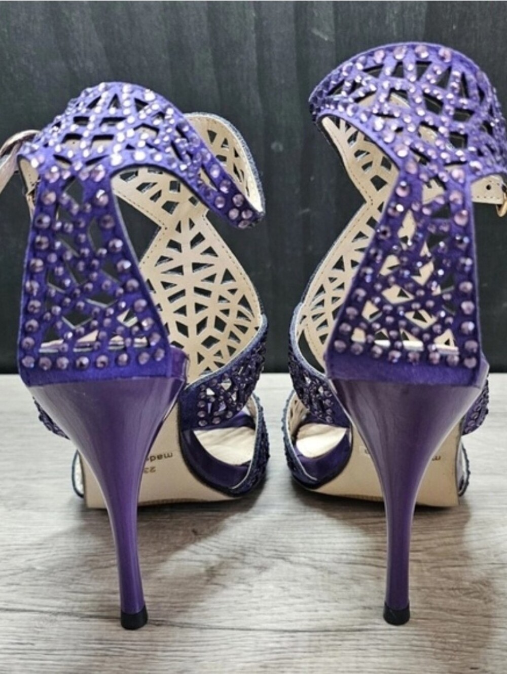 Camssoo Purple Rhinestone Laser Cut Stiletto Heels Size 6.5 NWT NIB - Picture 5 of 8
